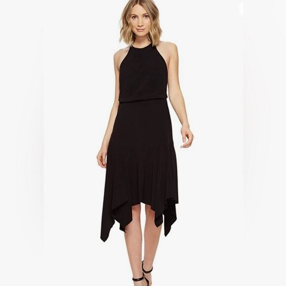 Halston Heritage Dress Womens Size XS Midi Asymmetrical Cocktail Open Strappy - Picture 3 of 15